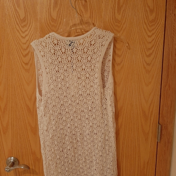 Freshman 1996 Boho Maxi Crochet Cardigan Open Sleeveless Cream Color Size XS NWT - Picture 14 of 16